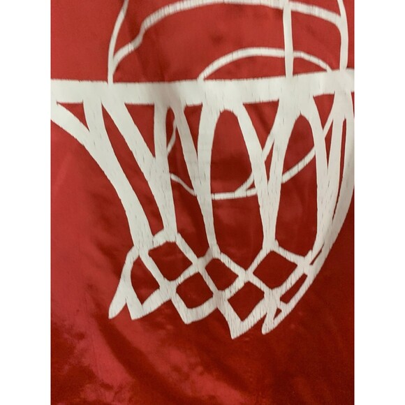 Vintage Cardinal Red  Satin Bomber Jacket Mens L Basketball Logo (Flaws/Read) - Picture 8 of 16